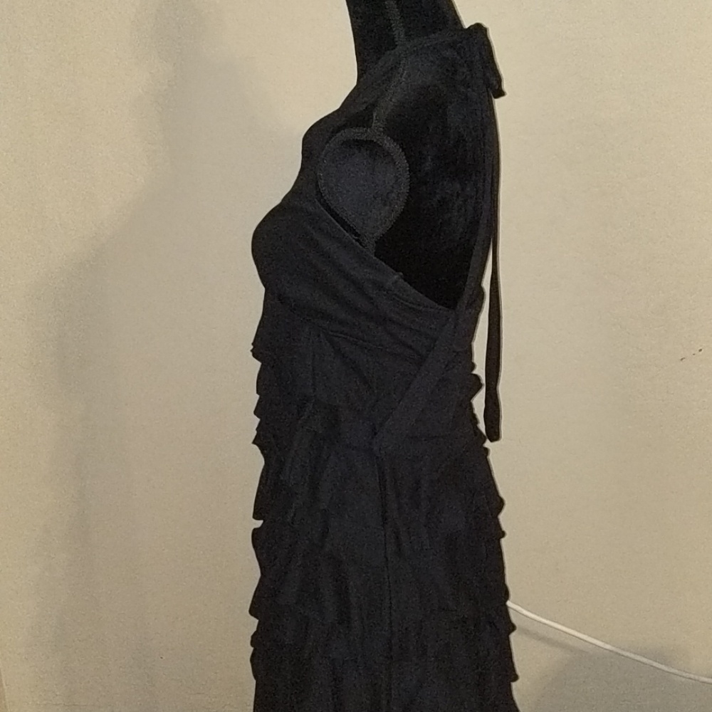 💸Express Black Halter Ruffle Dress - Picture 4 of 8